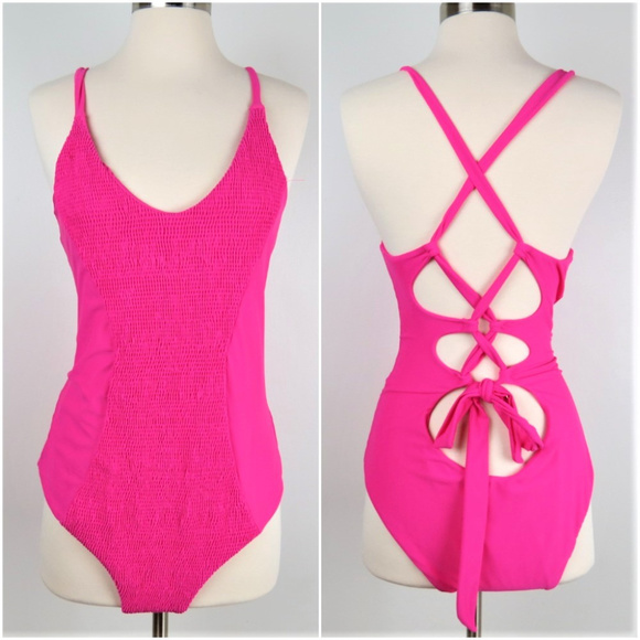 Tori Praver Swimwear Other - Tori Praver | Pink Smocked Tie Back One Piece A5